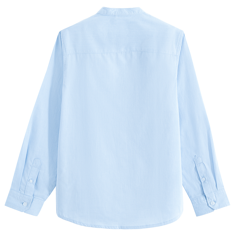 Blue button down classi shirt with Mao collar