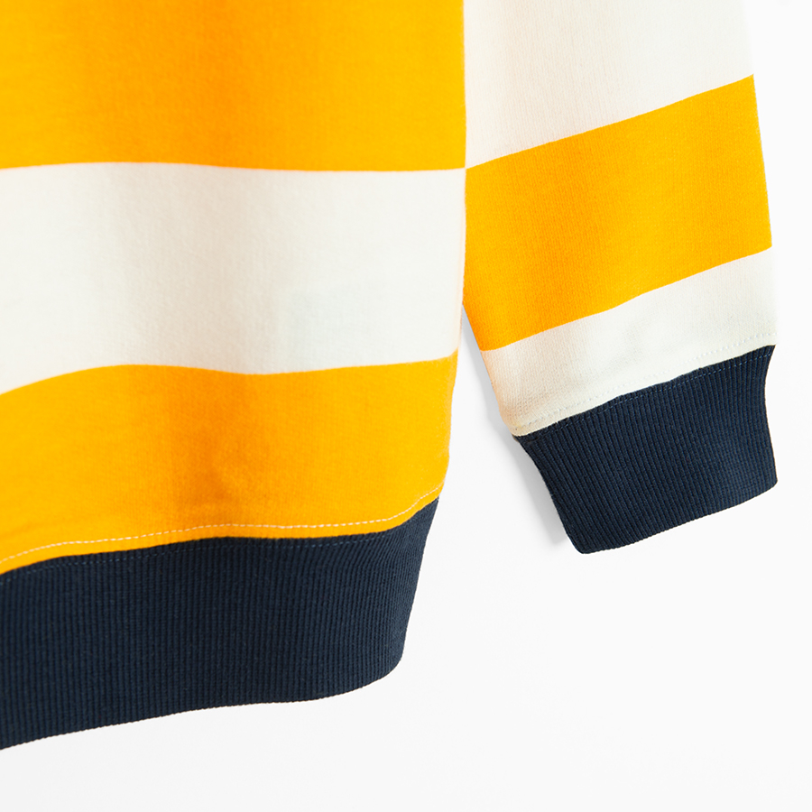 Yellow and white stripes sweatshirt with A print