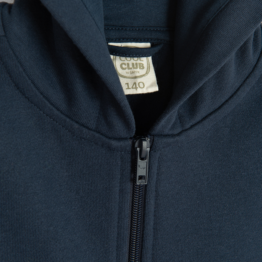 Blue hooded zip through sweatshirt