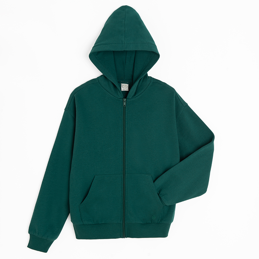 Green hooded zip through sweatshirt