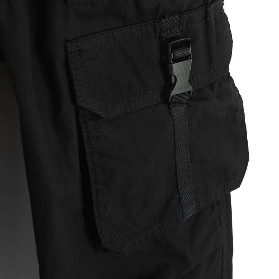 Dark grey cargo trousers with side pockets