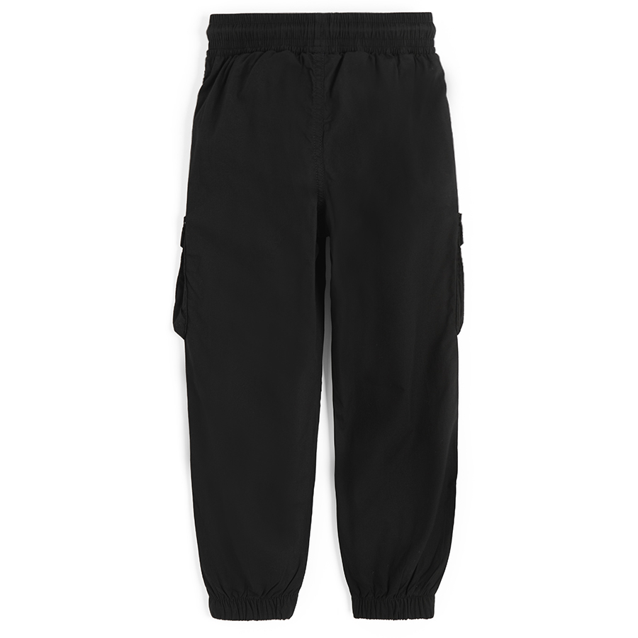 Dark grey cargo trousers with side pockets