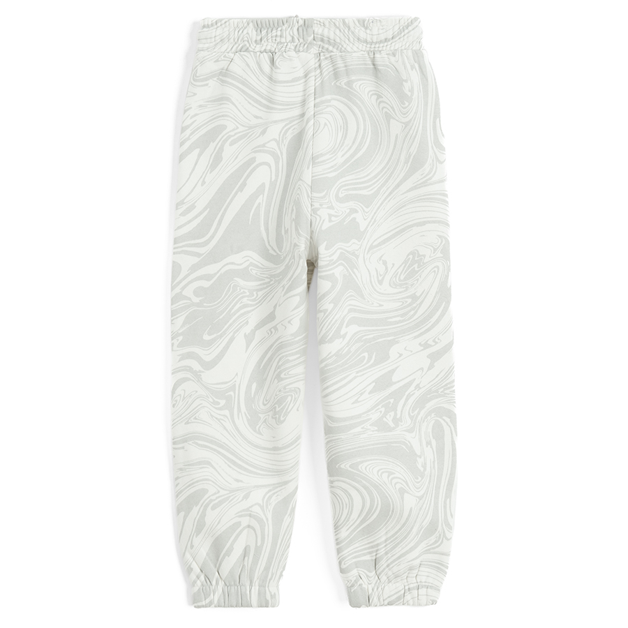 Grey tie dye jogging pants with smiley and GAMER MODE print