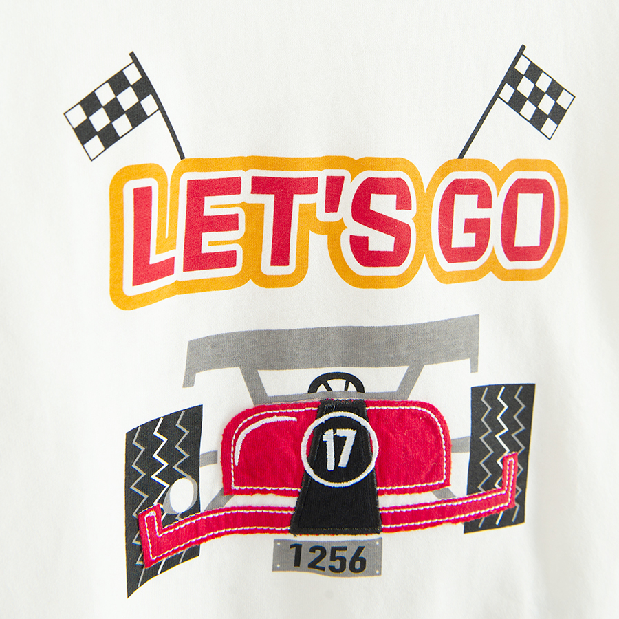 White sweatshirt with Formula 1 and LET'S GO print