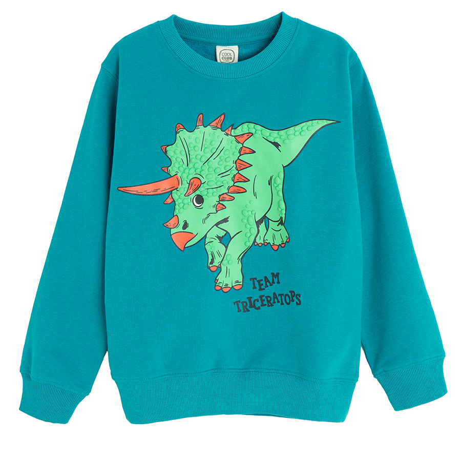 Blue sweatshirt with dinosaur print