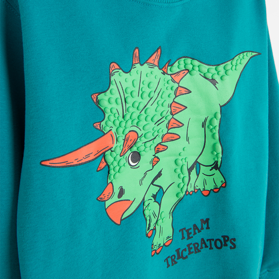 Blue sweatshirt with dinosaur print