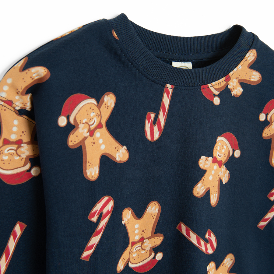 Blue sweatshirt with Xmas ginger cookie