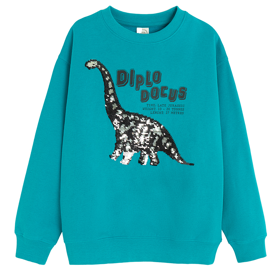 Blue sweatshirt with dinosaur print