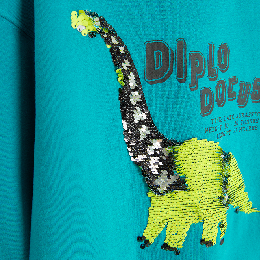 Blue sweatshirt with dinosaur print