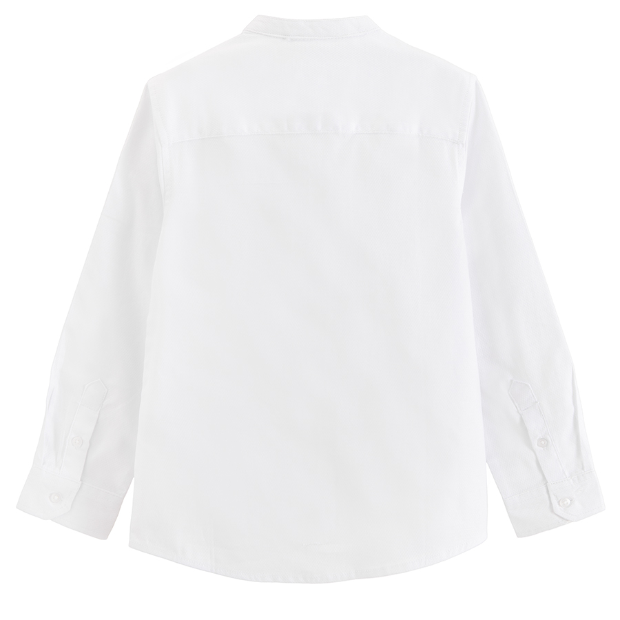 White button down long sleeve shirt with mao collar