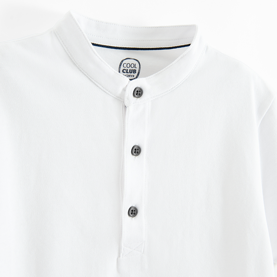 White polo T-shirt without collar