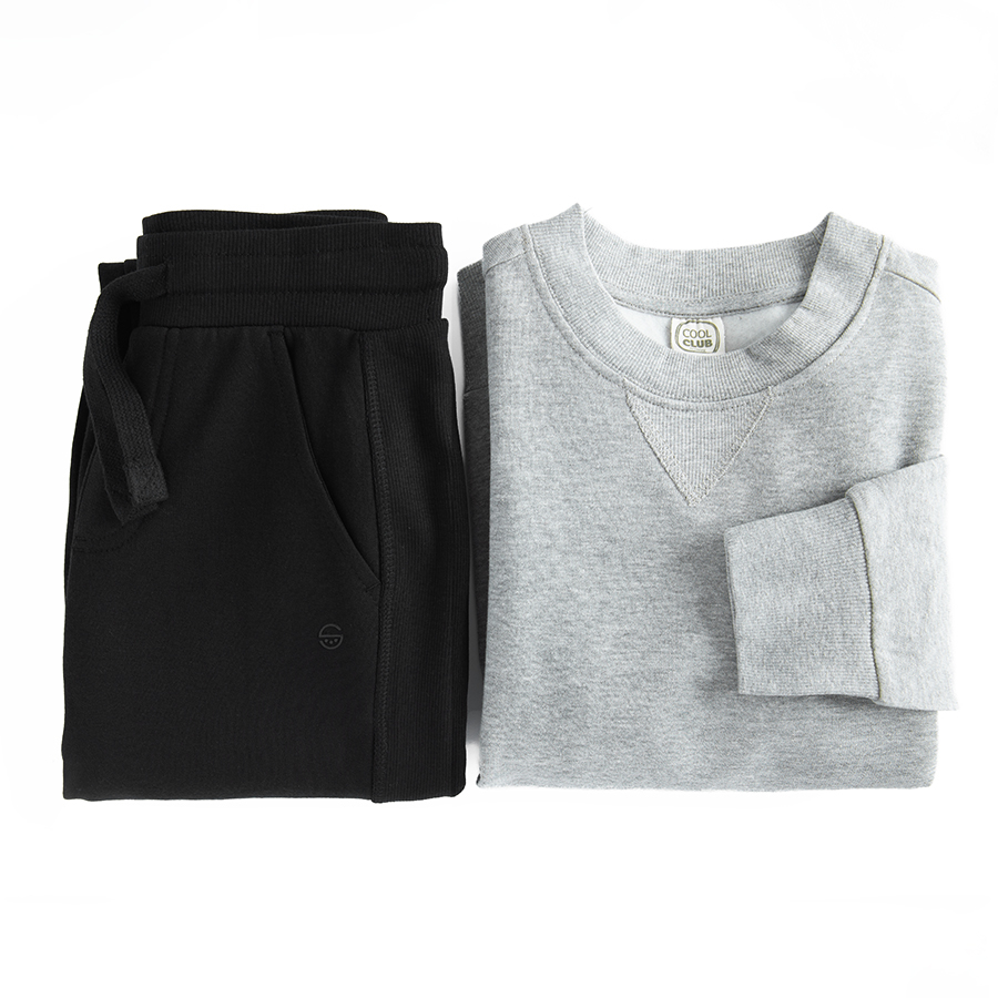 Gret sweatshirt and black jogging pants set - 2 pieces