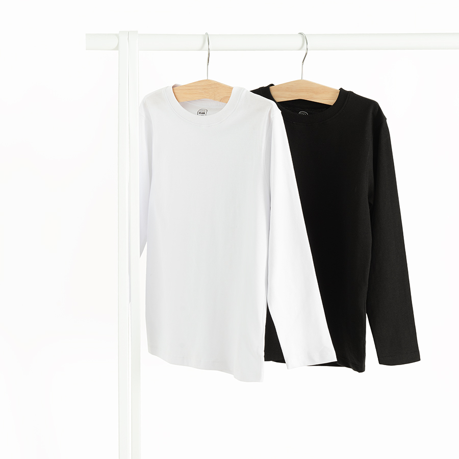 White and black long sleeve T-shirts- 2 pack