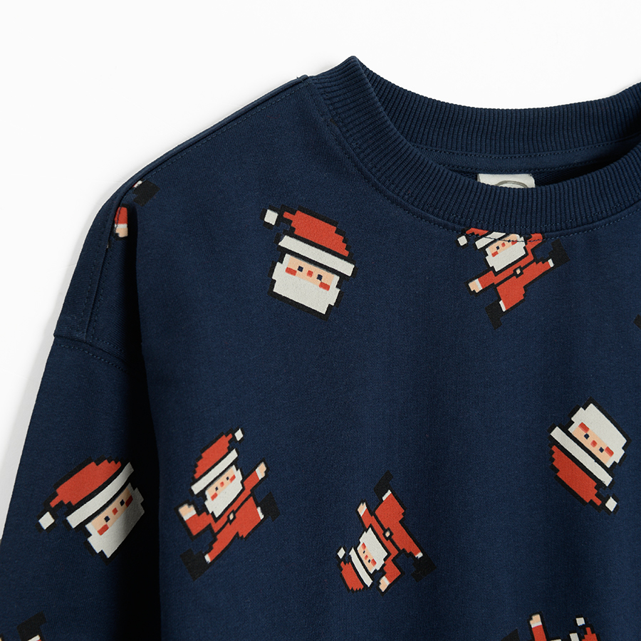 Blue sweatshirt with Xmas print