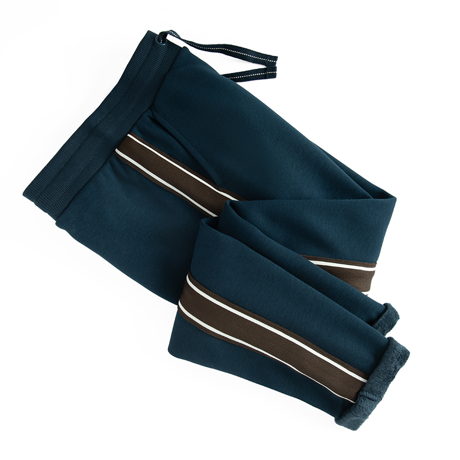 Blue jogging pants with side stripes