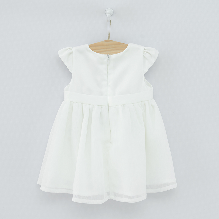 White short sleeve dress with a side bow