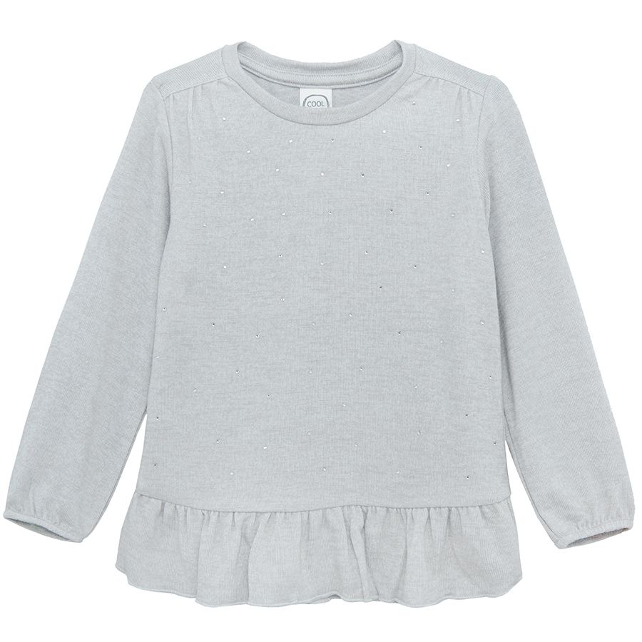 Grey melange long sleeve blouse