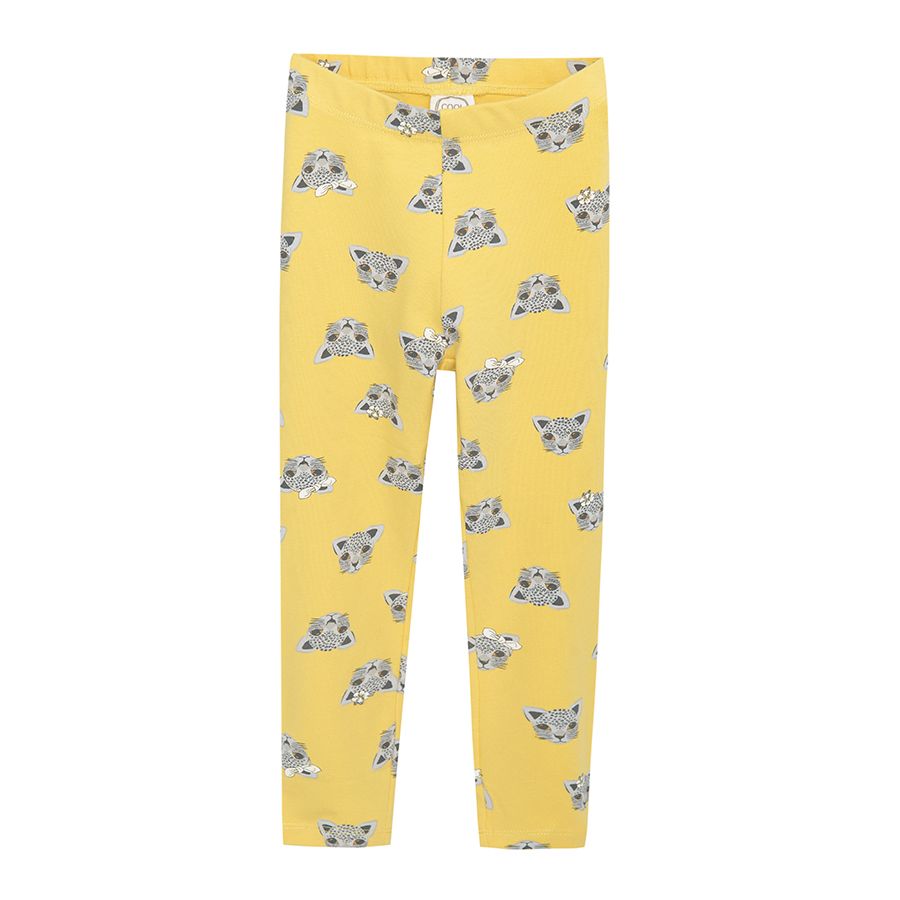 Grey and yellow with tiger print leggings- 2 pack