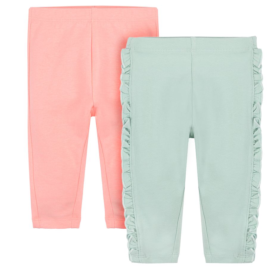 Powder pink and light green leggings- 2 pack