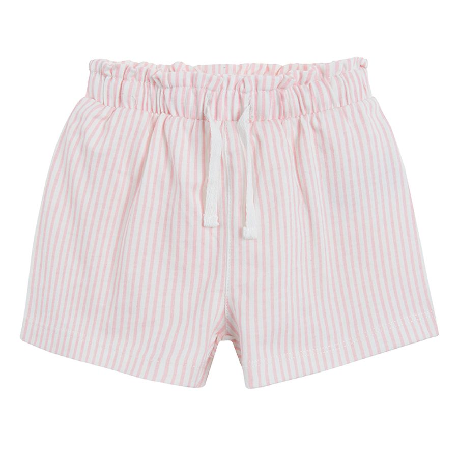 Light yellow blue and pink shorts with adjustable waist and pockets- 3 pack