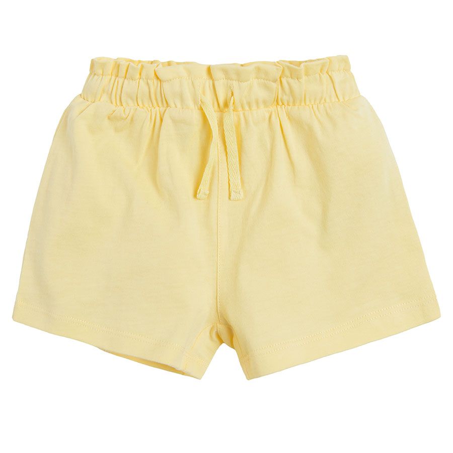 Light yellow blue and pink shorts with adjustable waist and pockets- 3 pack