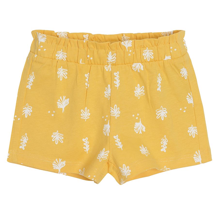 White with desert print and yellow with palm tree leaves shorts - 2 pack