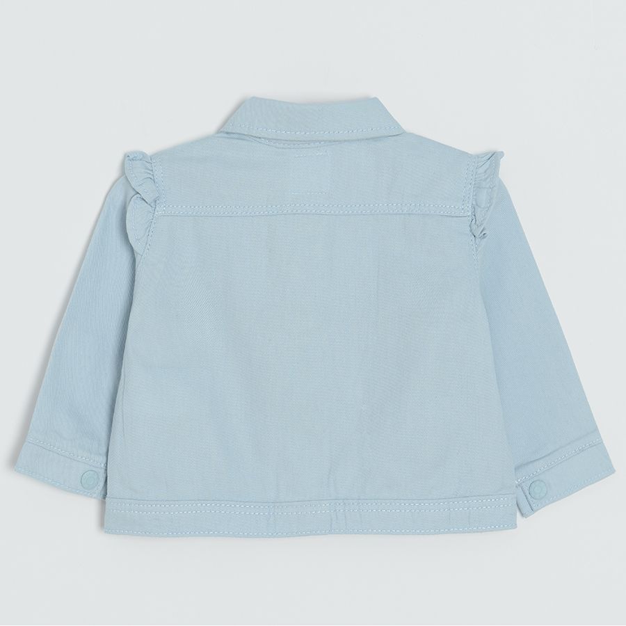 Light denim jacket with ruffle