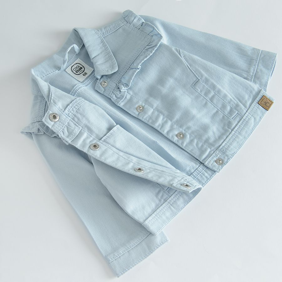 Light denim jacket with ruffle