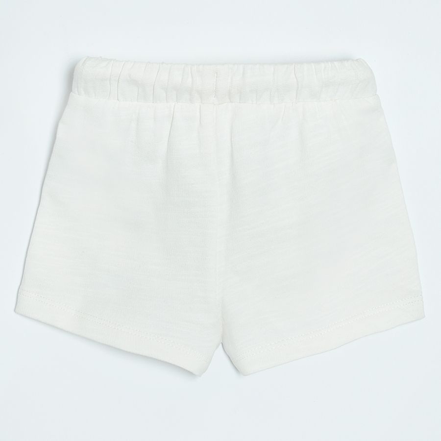 Cream shorts with adjustable waist