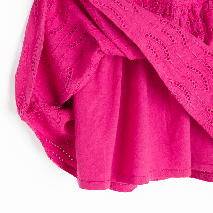 Fucshia short sleeve embroidered sress with matching headband