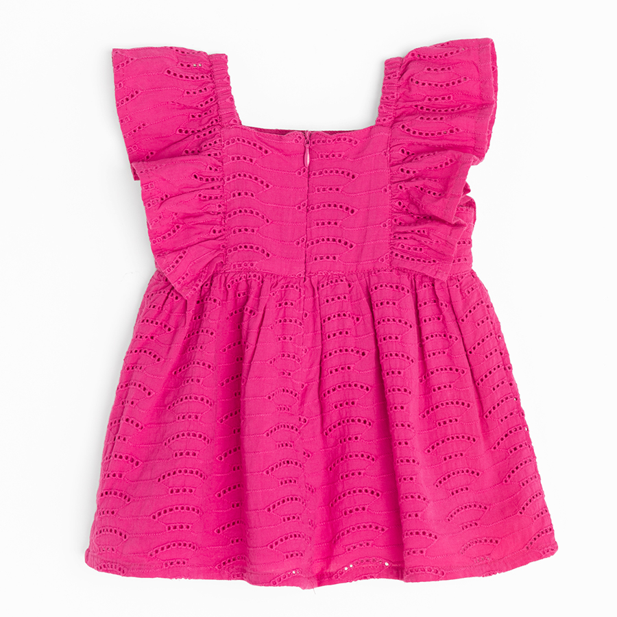 Fucshia short sleeve embroidered sress with matching headband