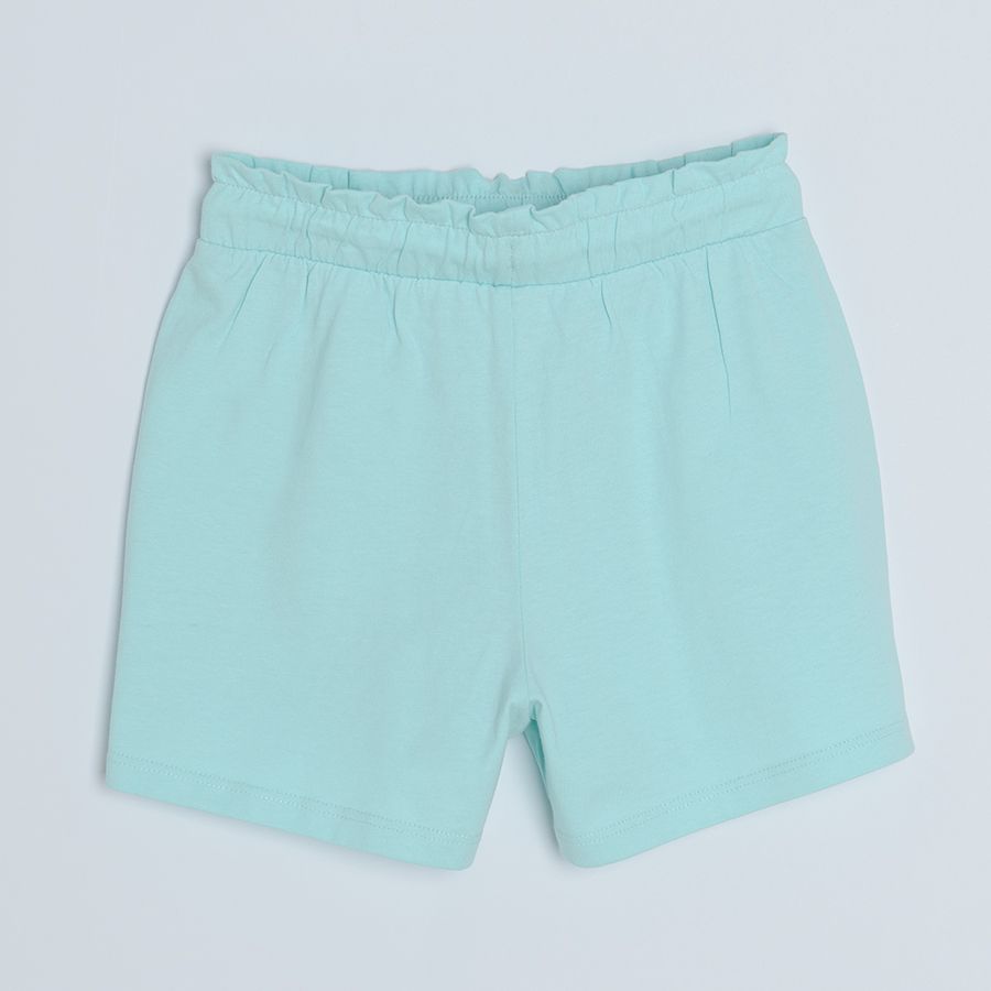 Turquoise shorts with adjustable and elastic waist