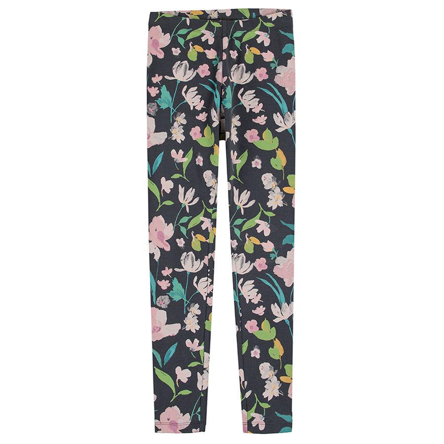 Graphite floral leggings