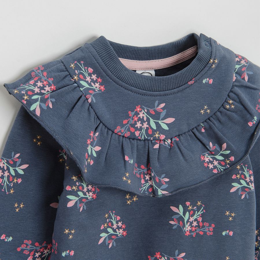 Blue floral sweatshirt