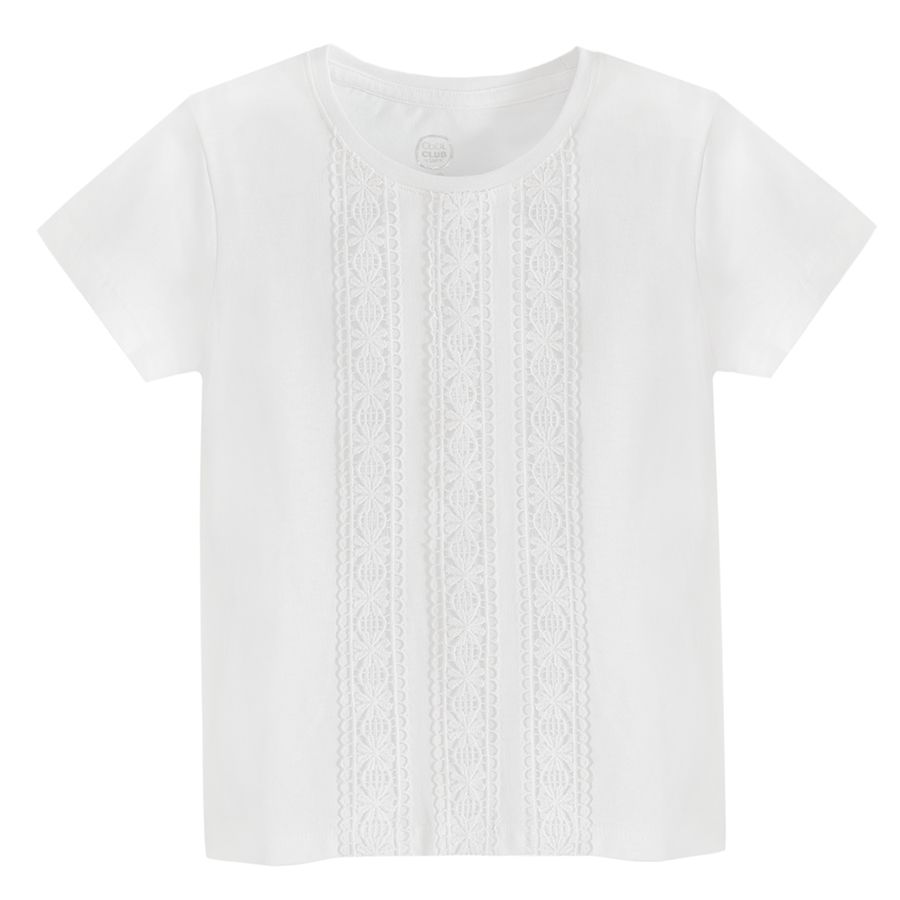 White short sleeve embroidered blouse