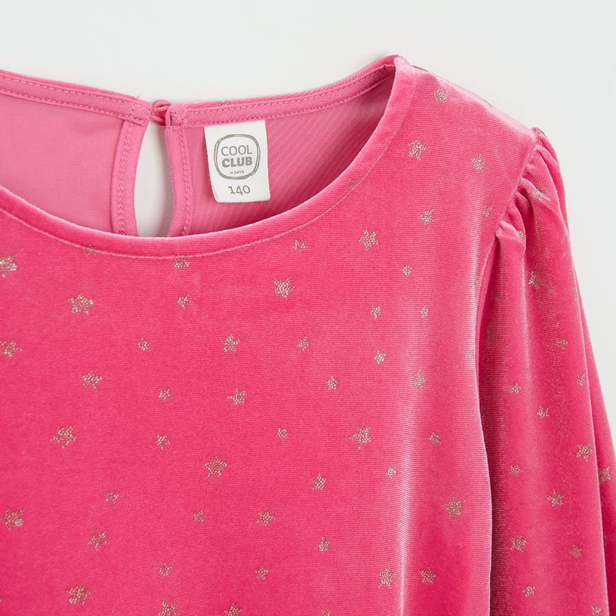 Pink long sleeve polka dress