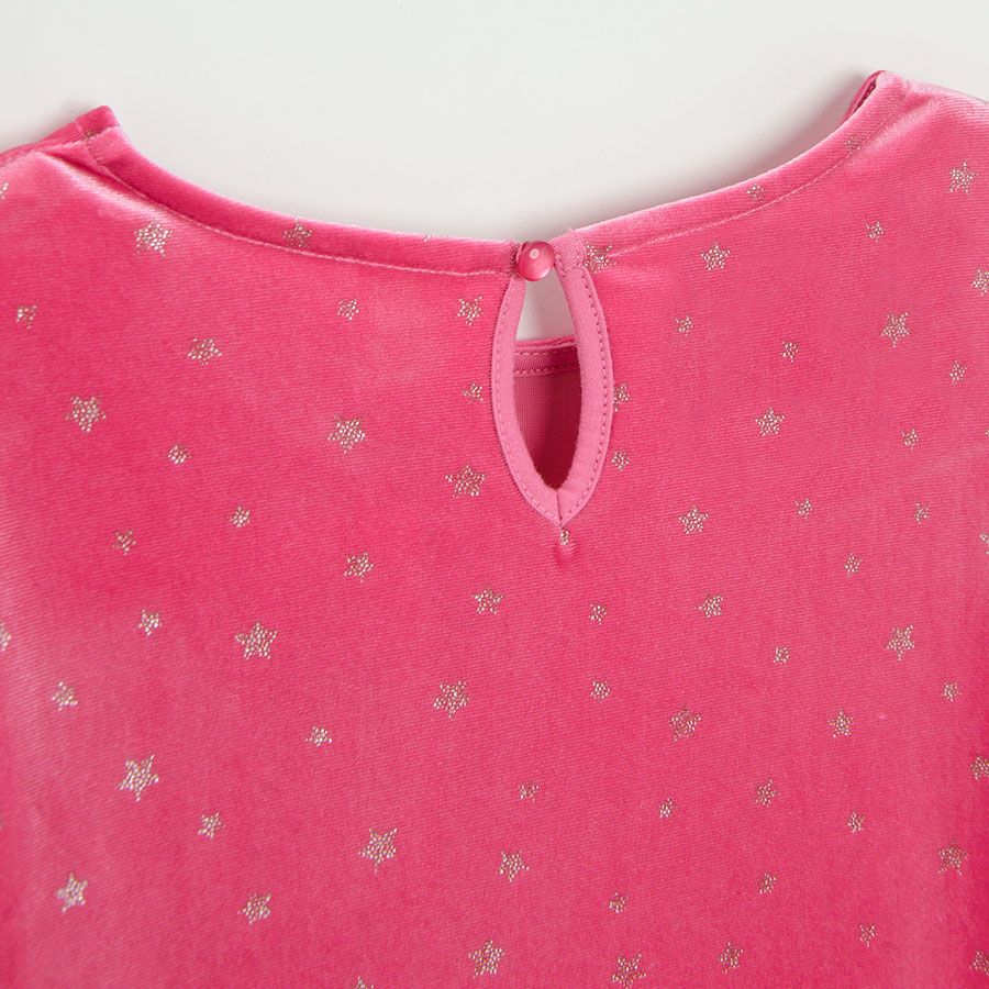 Pink long sleeve polka dress