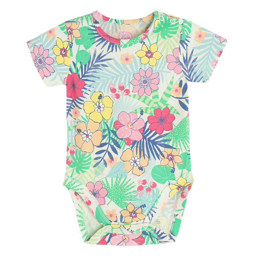 Greek floral short sleeve bodysuit