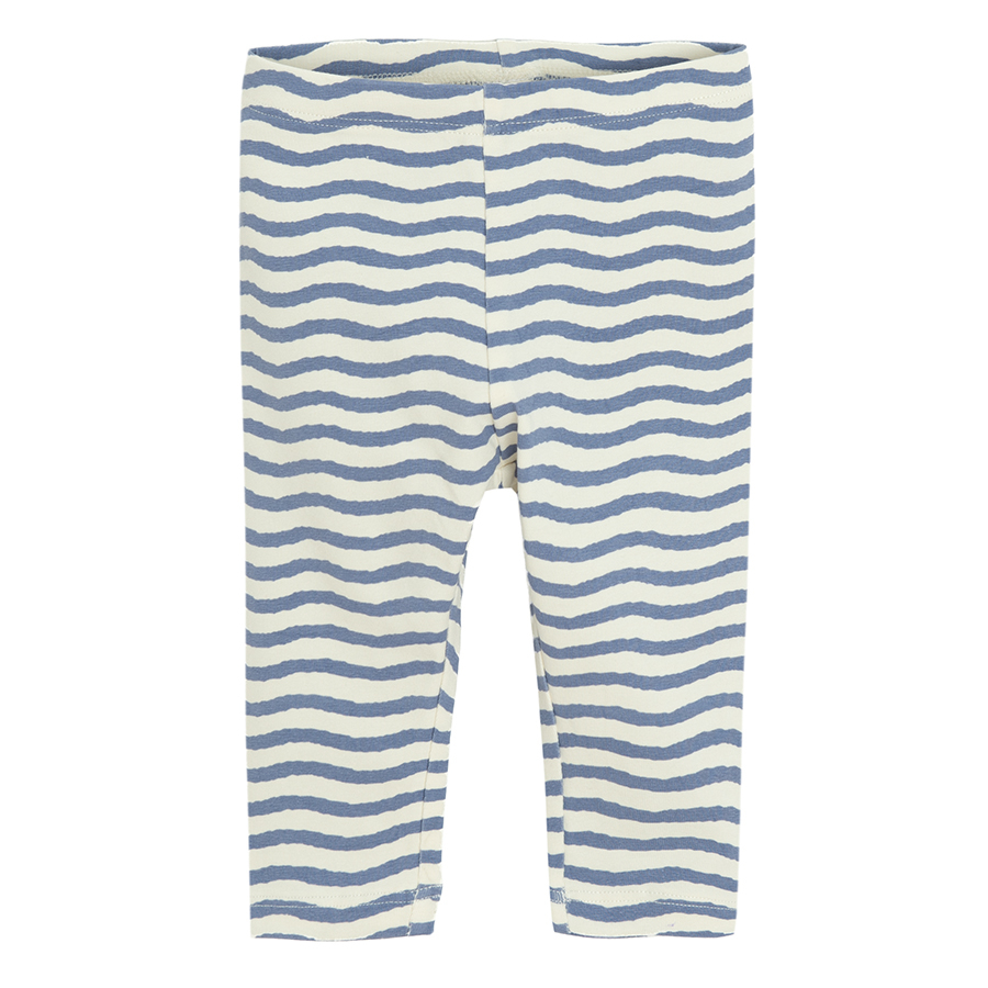 Peach, striped and cream leggings- 3 pack