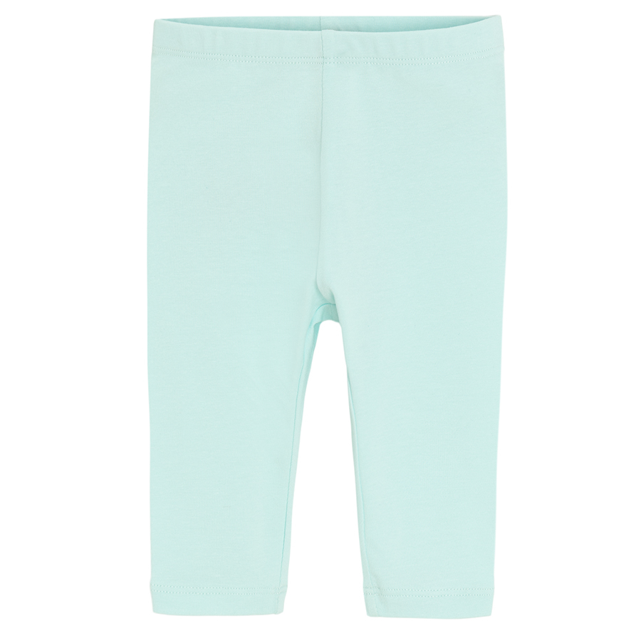 Light pink and light turquoise leggings with sea world print- 2 pack