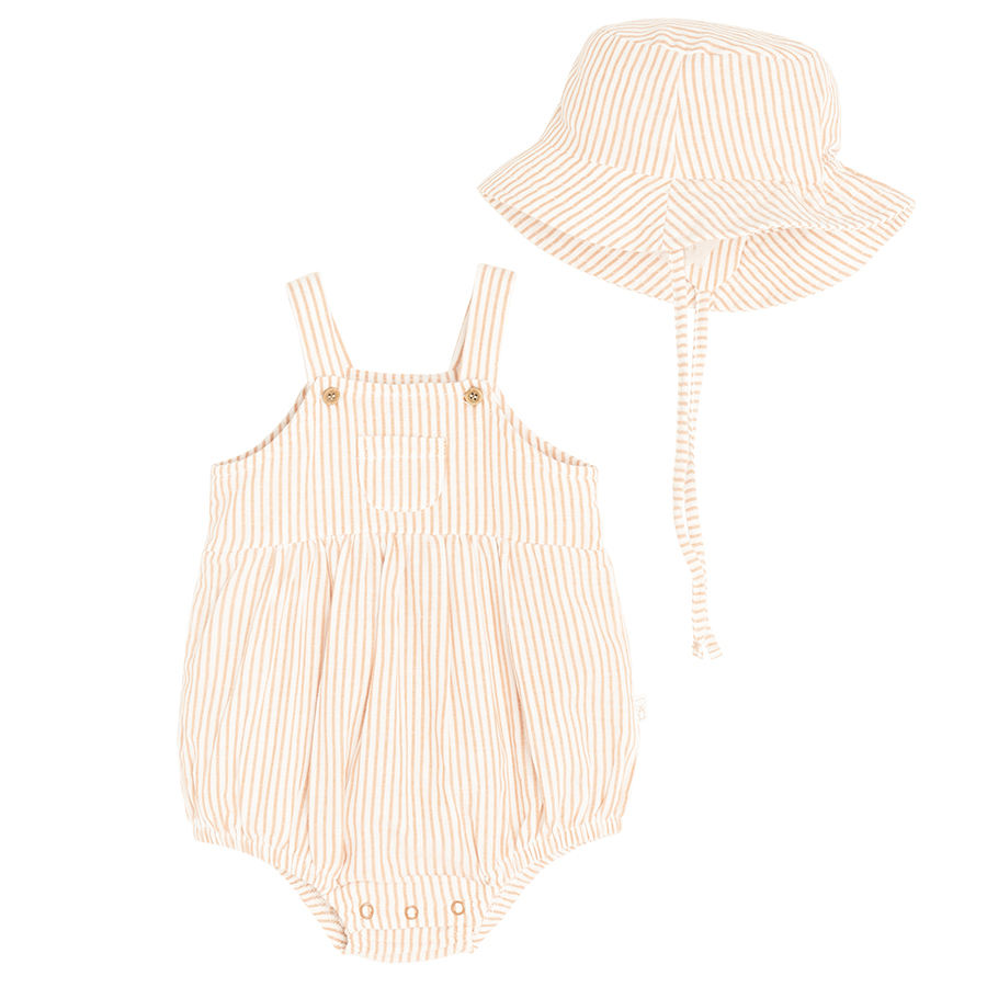 Light pink legless dungaree and sun hat set- 2 pieces