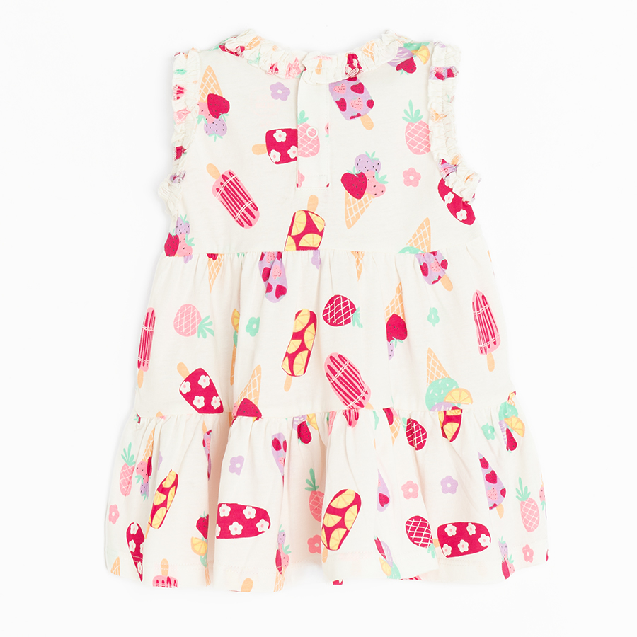 Pink and white sleeveless dresses with ice cream print- 2 pack