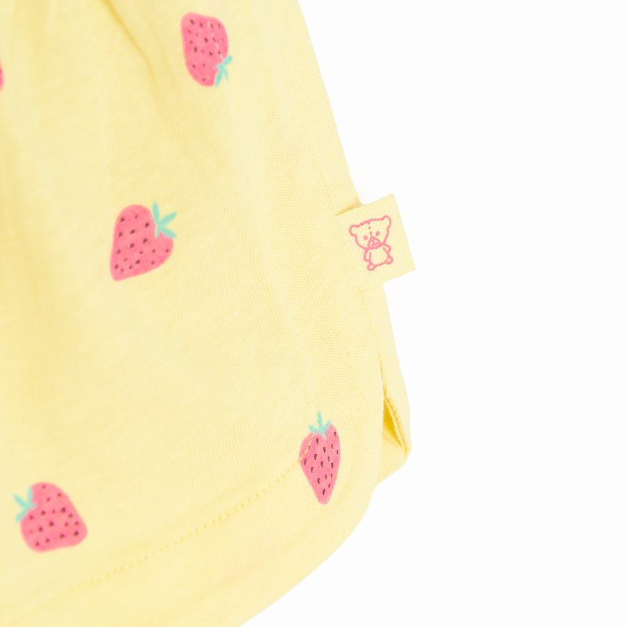 Yellow shorts with strawberries print