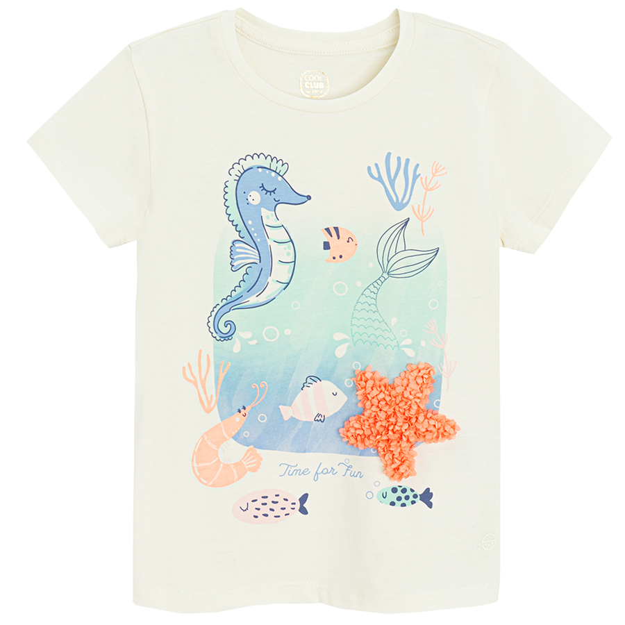 White T-shirt with seawrold print