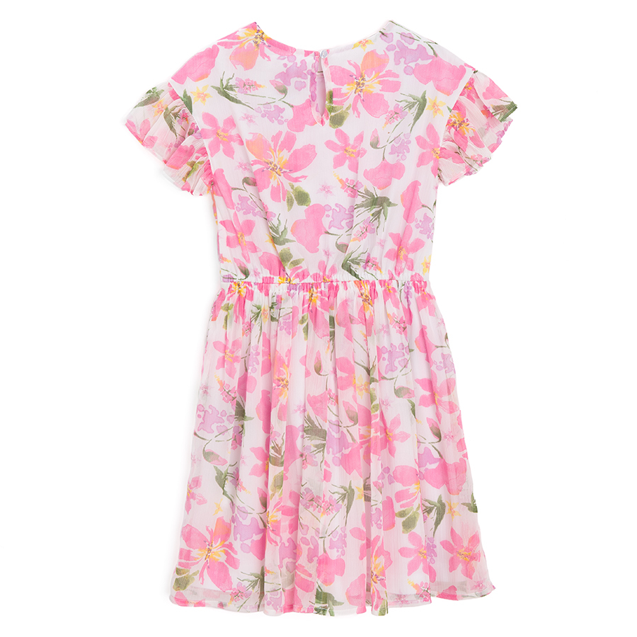 White floral short sleeve dress