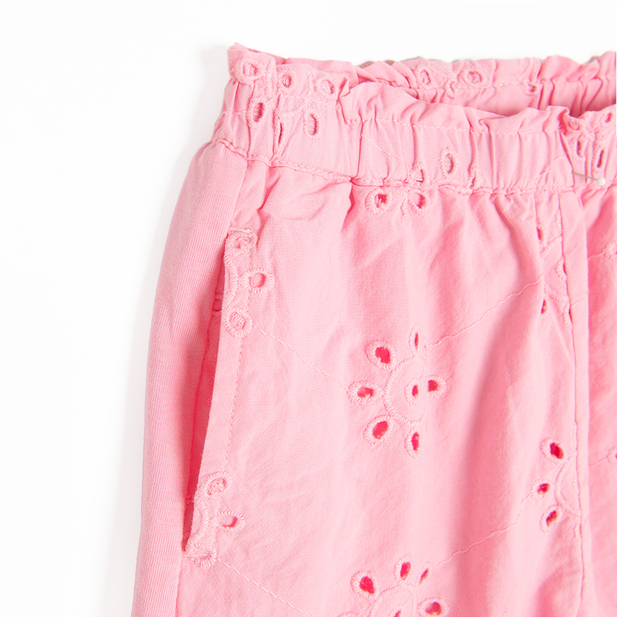 Pink shorts with flower pattern