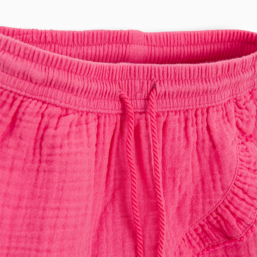 Fucshia wrap shorts with ruffles