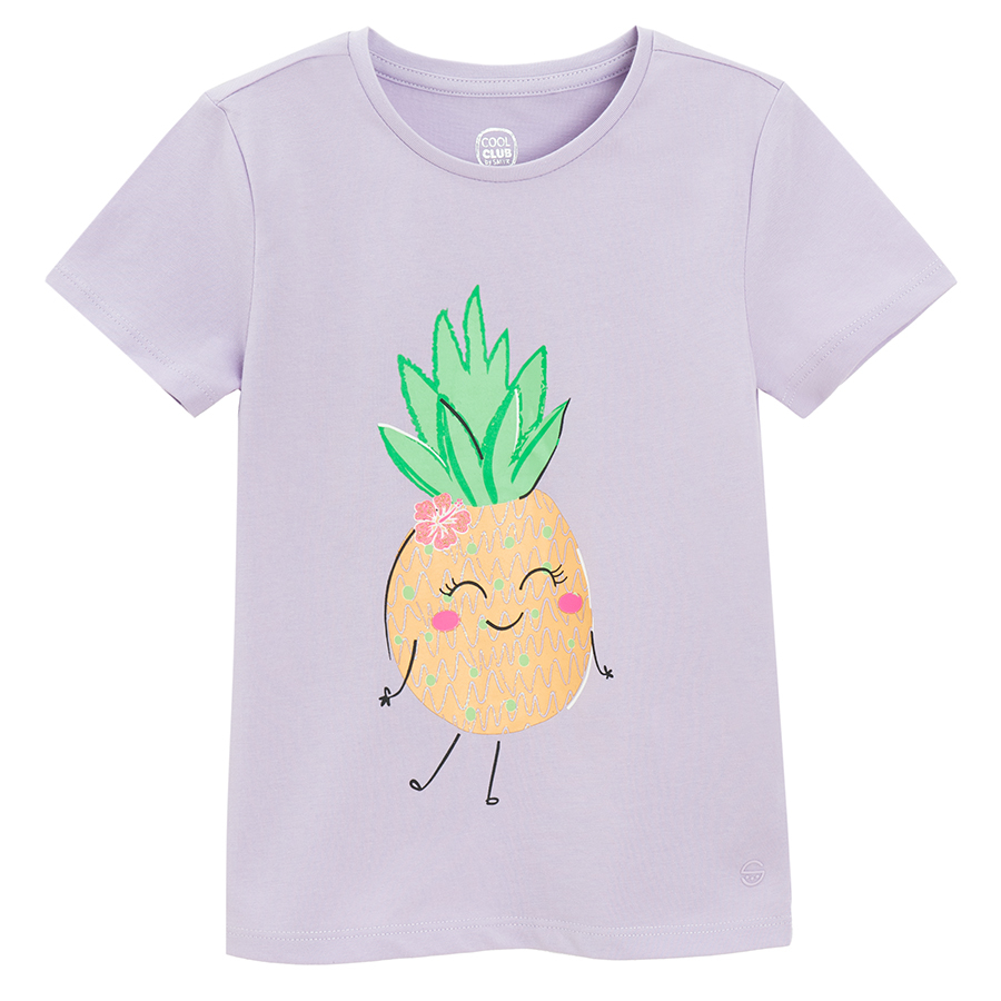 Lilac T-shirt with pineapple print