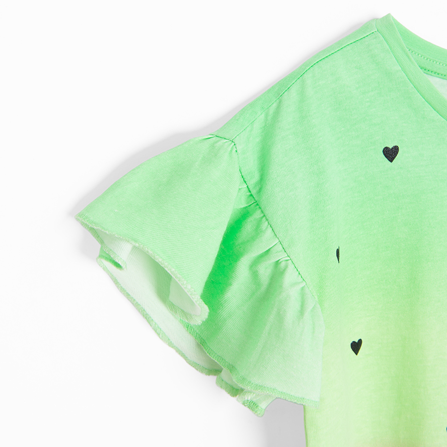 Short sleeve T-shirt with silver hearts print