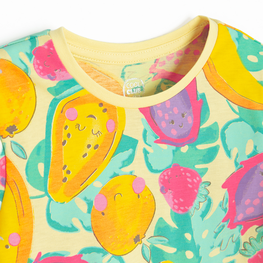 Yellow T-shirt with summer fruit print